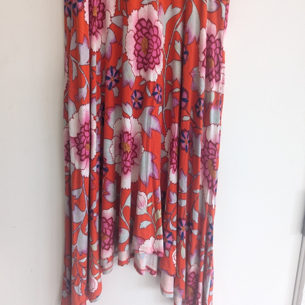Anthropologie Floral Midi Dress - Red and Purple - Picture 3 of 6